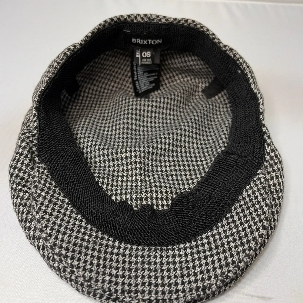 Brixton Hooligan Flat Cap Black White Houndstooth Wool Blend Newsboy Hat OS
